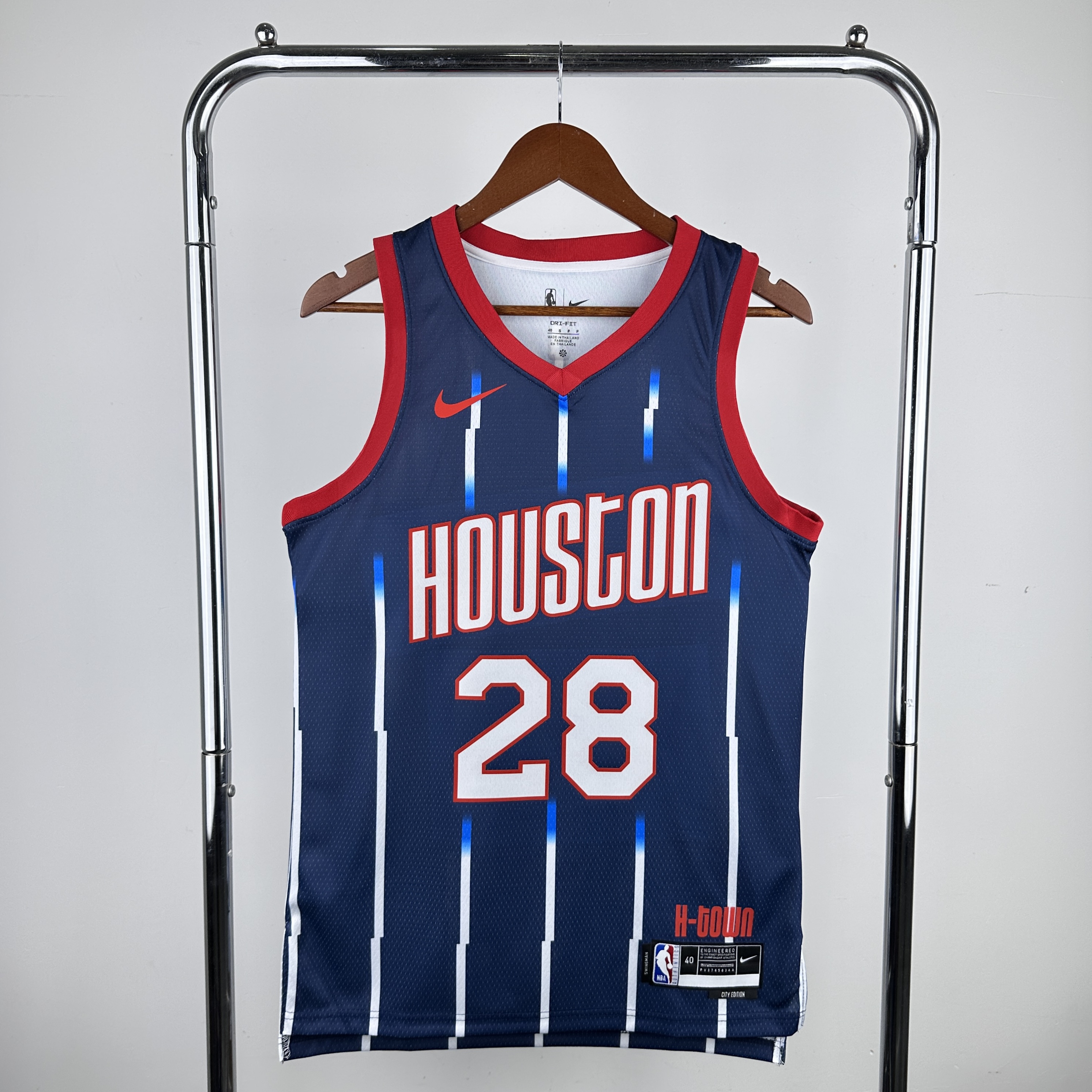 Men Houston Rockets #28 Sengun Blue stripe City Edition Nike 2024 NBA Jersey->denver nuggets->NBA Jersey